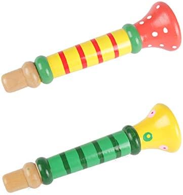3Pcs Wood Musical Instrument Toys Small Buglet Wooden Vertical Whistle, Small Speakers Trumpet Toy for Children