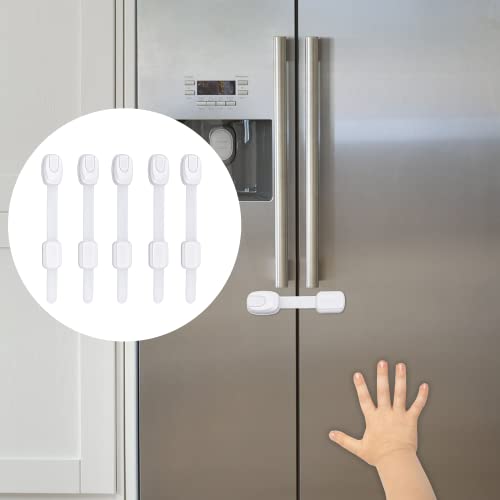 5-Pack Child Proof Cabinet Latches - Adjustable Length Safety Locks for Drawers, Cupboards, Fridge, Toilet Seat & Trash