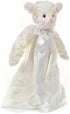 Bearington Collection Lamb Plush Security Blanket - 15 in White Satin Trim for Christening and Baptism