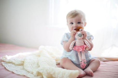 100% 0m+ Organic Farm Buddies by Apple Park Pacifier Buddy | Non-Toxic, Hypoallergenic, Organic Cotton for | Pacifier