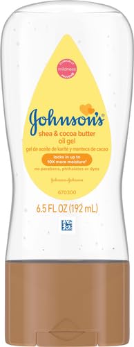 6.5 oz Johnson's Baby Oil Gel, Moisturizing Baby Massage Mineral Oil Enriched with Shea & Cocoa Butter, Dry Skin Relief