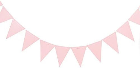 ZOOYOO 20 Feet Pink Glitter Pennant Banner, Paper Triangle Flags Bunting for Baby Birthday Party, 30pcs Flags