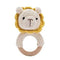 Wooden Baby Rattle Crochet Lion, Handmade Newborn Toy for Early Development Grips Stuffed Animal Organic Rattle