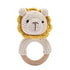 Wooden Baby Rattle Crochet Lion, Handmade Newborn Toy for Early Development Grips Stuffed Animal Organic Rattle