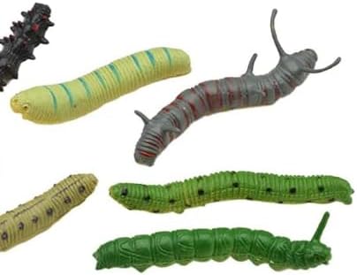 6Pcs Random Style Simulation Caterpillar Plastic Fake Worms, Crawling Halloween Prank Toy Educational Learning
