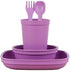 Re-Play Made in USA Toddler Dinnerware Set - 10 oz. Open Cup, 7" Flat Plate, 12 Oz. Bowl, Fork and Spoon - Purple