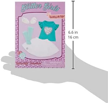 Glitter Girls 14-Inch Doll Clothes, Sparkling with Style Glittery Top and Skirt Outfit, Green White
