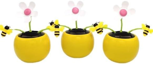 1Pc Yellow Solar Dancing Flower Sunflower Decor, Car Swinging Dancing Ornament, Honey Bee Swing Decor, Solar Power Kits