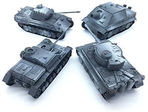 Kvvdi 4 Sets Upgrade 3D Puzzles Plastic Model Toy Tank Kit for Adults, Military Tiger Tank Model Collection