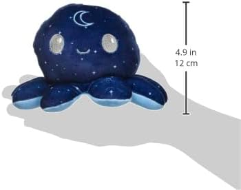 TeeTurtle 4 Inch Reversible Plushie, Cute Kawaii Blue Day and Night Octopus, Soft Stuffed Animal