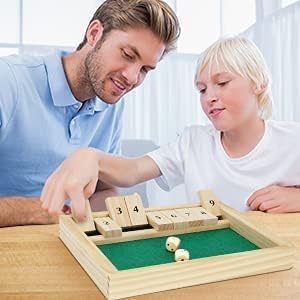 Wooden Shut The Box Game - Classic 2 Player Dice Game, Tabletop Version, Popular Pub Game for Kids