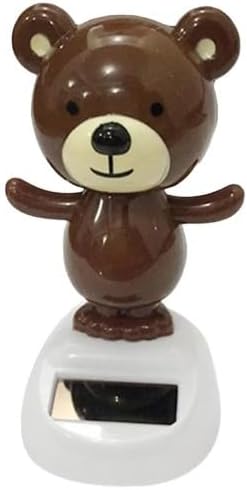 1Pc Brown Solar Dancing Bear Decor, Bobbling Head Bear, Solar Powered Dancing Figurine for Dashboard
