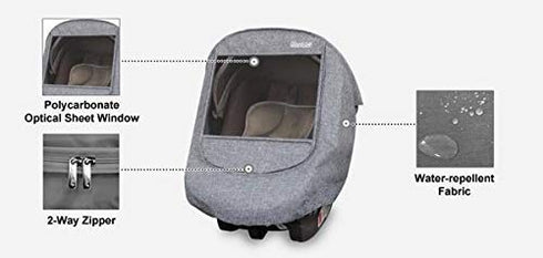 Manito Melange Infant Car Seat Weather Shield Universal-Fit, Clear Window, Windproof, Water-Repellent, Premium Baby Car