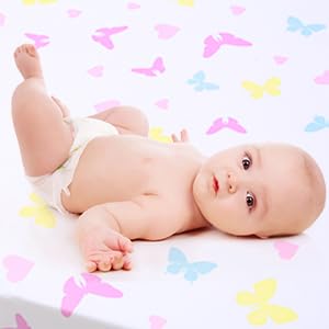 Set Set 2 Pack UOMNY Crib Sheet for Girls,Butterfly Fitted Crib Sheets Baby Sheet for Standard Crib and Toddler