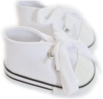 MBD Canvas Sneakers Doll Shoes Fits 18 Inch Dolls and Kennedy and Friends Dolls- 18 Inch Doll Shoes (White)