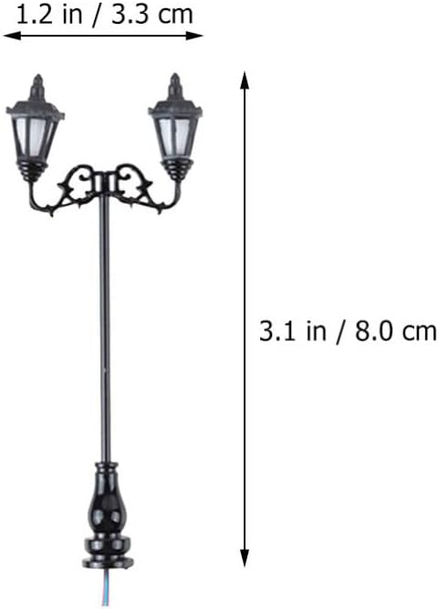 Yardwe 2pcs Miniature Street Light Model, 1:87 Road Light Micro Landscape Ornament for Outdoor Decor