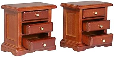 Wooden Dollhouse Night Stands Set of 2, Bedside Tables, Dolls House Furniture, 1/12 scale