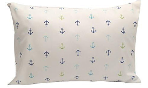 ELLA & MAX Toddler Pillowcase - Anchor Nautical, Soft & Cuddly, Fits 13x18 & 14x19 Toddler Pillows, Handmade in USA