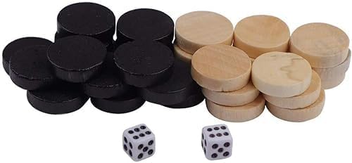 32Pcs Two-Tone Game Chess Pieces, Round Draughts, Checkers, Backgammon for Board Game Learning