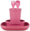 Re-Play Made in USA Toddler Dinnerware Set - 10 oz Open Cup, 7" Flat Plate, 12 Oz Bowl, Fork and Spoon