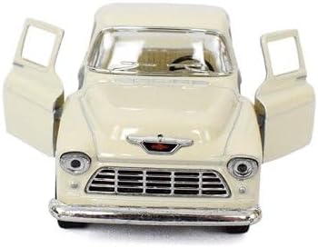 KiNSMART 1955 Chevrolet Stepside Pickup Truck, 5 Inch, 1:32 Scale Die Cast Metal, White