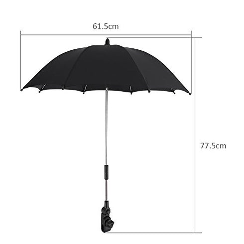 Beach Umbrella,Sun Umbrella,Umbrella Stroller,Baby Stroller Umbrella Parasol, Sun Umbrella with Clamp for Trolley