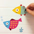 Ocean Fish Wall Decals, Sea Whale Turtle Tropical Creatures Bathroom Stickers, Cartoon Decorative Wall Decal for Kids