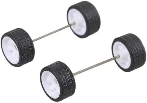 1 Pair Alloy Wheels Rims Tires Set 1:64 Scale, Rubber Tires for Model Alloy and Accessories, Wheels and Tires