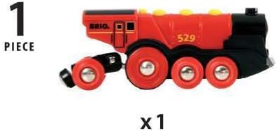 BRIO World 33592 Mighty Red Action Locomotive, Battery Operated Toy Train with Light and Sound Effects