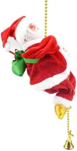 Climbing Santa Claus 9" Christmas Ornament - Battery Operated Toy with Light Music and Animated Climbing