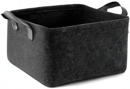 GUOZI Storage Basket, Collapsible Rectangular Felt Storage Bins with PU Handles, Large Laundry Basket Storage Solution