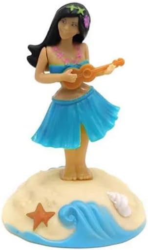 Solar Powered Dancing Figures Decoration, Hula Girl Shaking Head Ornaments for Car Dashboard Interior Decoration