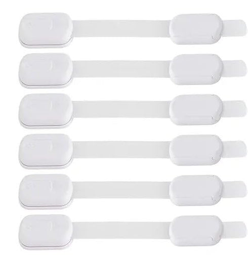 Baby Locks (6-Pack) for Child Safety Cabinet Proofing - Easy Adhesive Drawer Door Latches, No Screws & Magnets