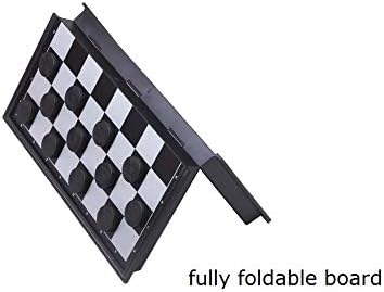 8x8 Checkers Draught Board Game - 64 Squares, 12 Black & 12 White Pieces, Extendable 9x9 Inch Board