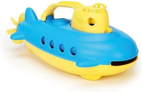 Green Toys Submarine in Yellow & Blue - BPA Free, Phthalate Free Bath Toy with Spinning Rear Propeller