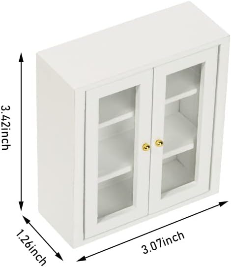 1:12 Dollhouse Wall Cabinet Wooden Miniature Cupboard Scale Kitchen Furniture Dollhouse Hanging Cabinet Display Shelf
