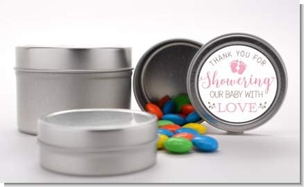 Baby Shower Stickers, Pink Thank You for Showering Our Baby with Love, 48 Stickers - 1.67 Inches Round