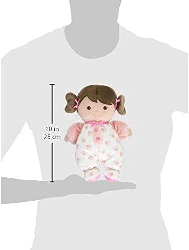 Baby Starters Plush Baby Doll with Rattle, Brunette Olivia, 9 inch, Pink