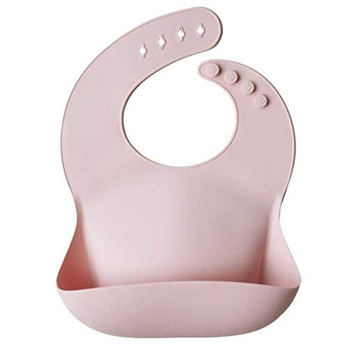 mushie Adjustable Fit Silicone Baby Bib | Waterproof Bibs (Blush)