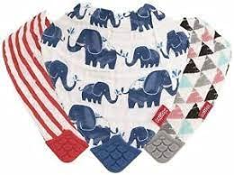 Nuby Nuby 3-Piece Muslin Bandana Bib with Teeth, Colors May Vary