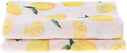 Baby Swaddle Blanket - Unisex Cotton Muslin Swaddling Blanket, Nursing Cover & Burping Cloth - Lemon