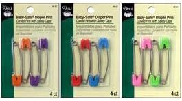 Dritz 46-67 Baby Safe Diaper Pins, Brights, 4-Count