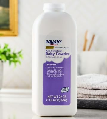GENERIC Chamomile-Talc-Free(Pack 1, 22 Oz.) Equate Pure Cornstarch Baby Powder with Lavender