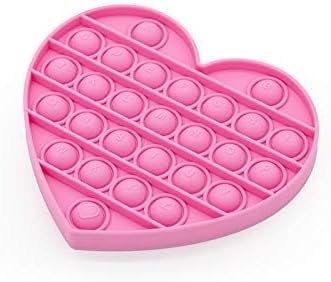 Pink Heart Pop Bubble Fidget Sensory Toy for Kids, Xmas Gift with Alphabets, Birthday Party Prize