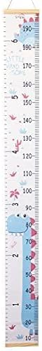 Kids Growth Chart, Wood Frame Fabric Canvas Height Measurement Ruler for Child's Room Decoration - Blue Dinosaur