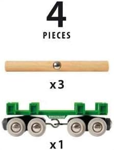 BRIO World 33696 Lumber Loading Wagon, 4 Piece Toy Train Set for Kids, Ideal for Ages 3 and Up, Green