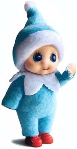 WULEEUPER Tiny Baby Elf Doll | Christmas Miniature Elf Decoration | Newborn Gift with Feet and Shoes (Blue)