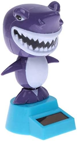 2pcs Solar Powered Dancing Toys - Swinging Animated Bobble Head Dancer Toy Car Decor Ornament Frog + Shark