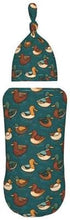 Nanyizly Set 0-6m Little Green Mallard Ducks Newborns Beanie Swaddle Blanket Baby Receiving Blankets for Infant Boy