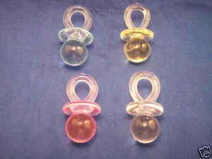 Party Favors Plus 12 1.75" Medium Plastic Baby Shower Pacifiers Long - Yellow